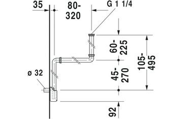 Duravit Ab- und Überlaufgarnitur Raumsparsiphon weiß, 1 1/4Zoll