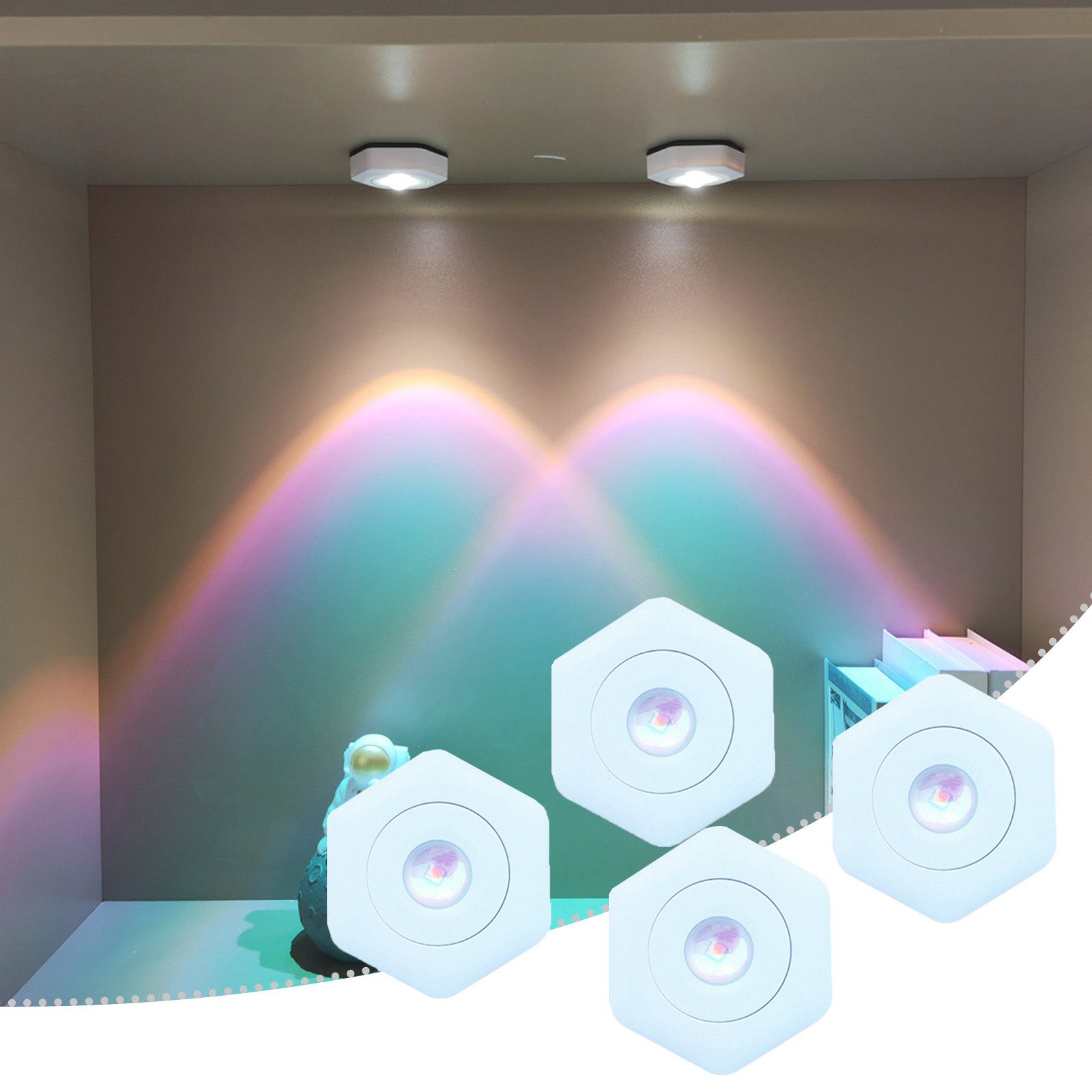 MUPOO Unterschrankleuchte LED-Spots Batteriebetrieben 1/2/4er-Pack, Kabello günstig online kaufen
