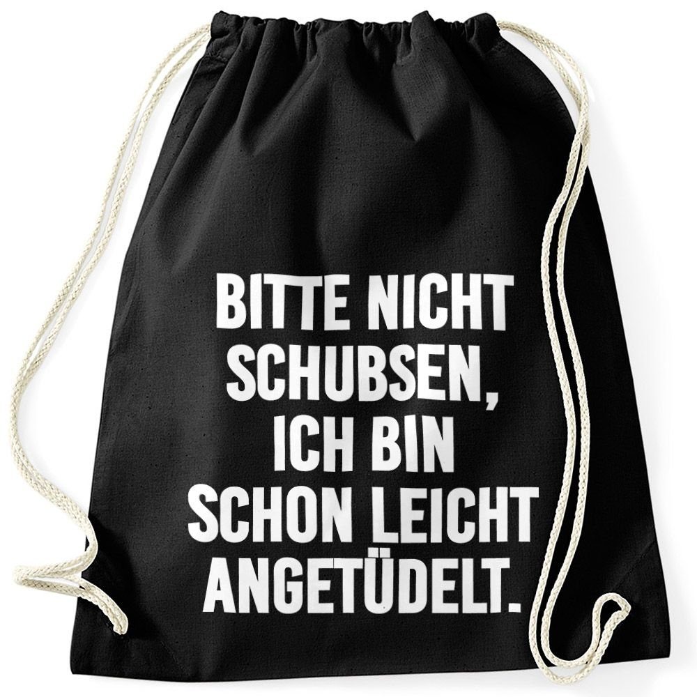 MoonWorks Turnbeutel Turnbeutel Spruch lustig Bitte nicht schubsen ich