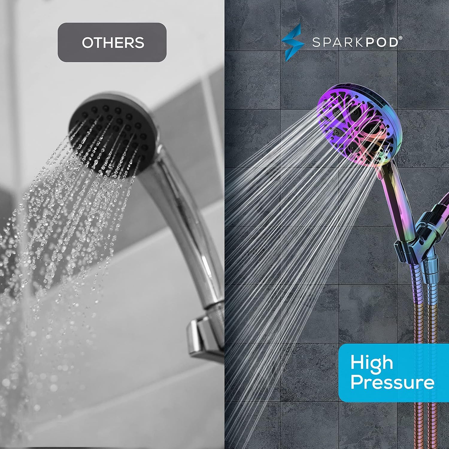 sparkpod Duschbrause Premium 10-Strahl Hochdruck Handbrause günstig online kaufen