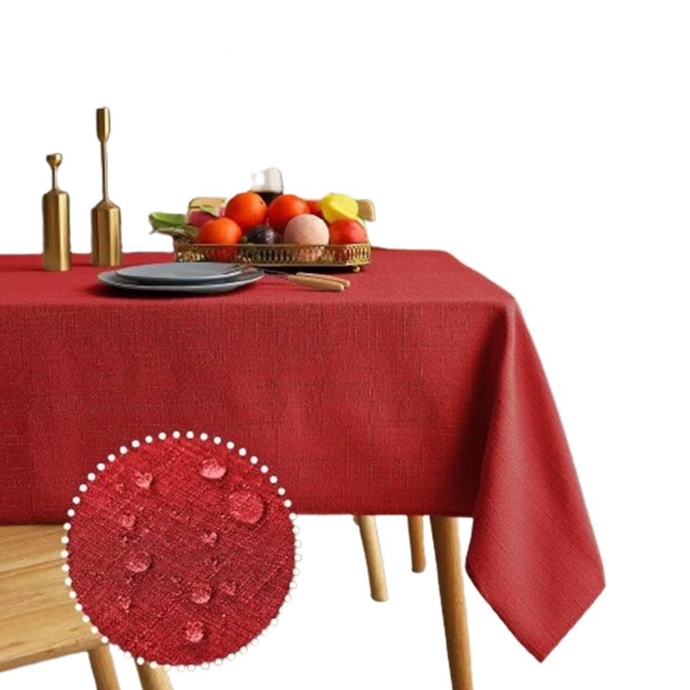 FELIXLEO Tischdecke Tischdecke Quadratisch Abwischbar Wasserabweisend Rot 140*220cm