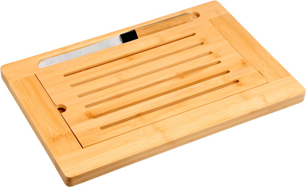 KESPER® Schneidebrett Brotschneidebrett inkl. Krümelfach, Bambus, Edelstahl, (Set, 2-St., Brett inklusive Messer), inkl. Brotmesser