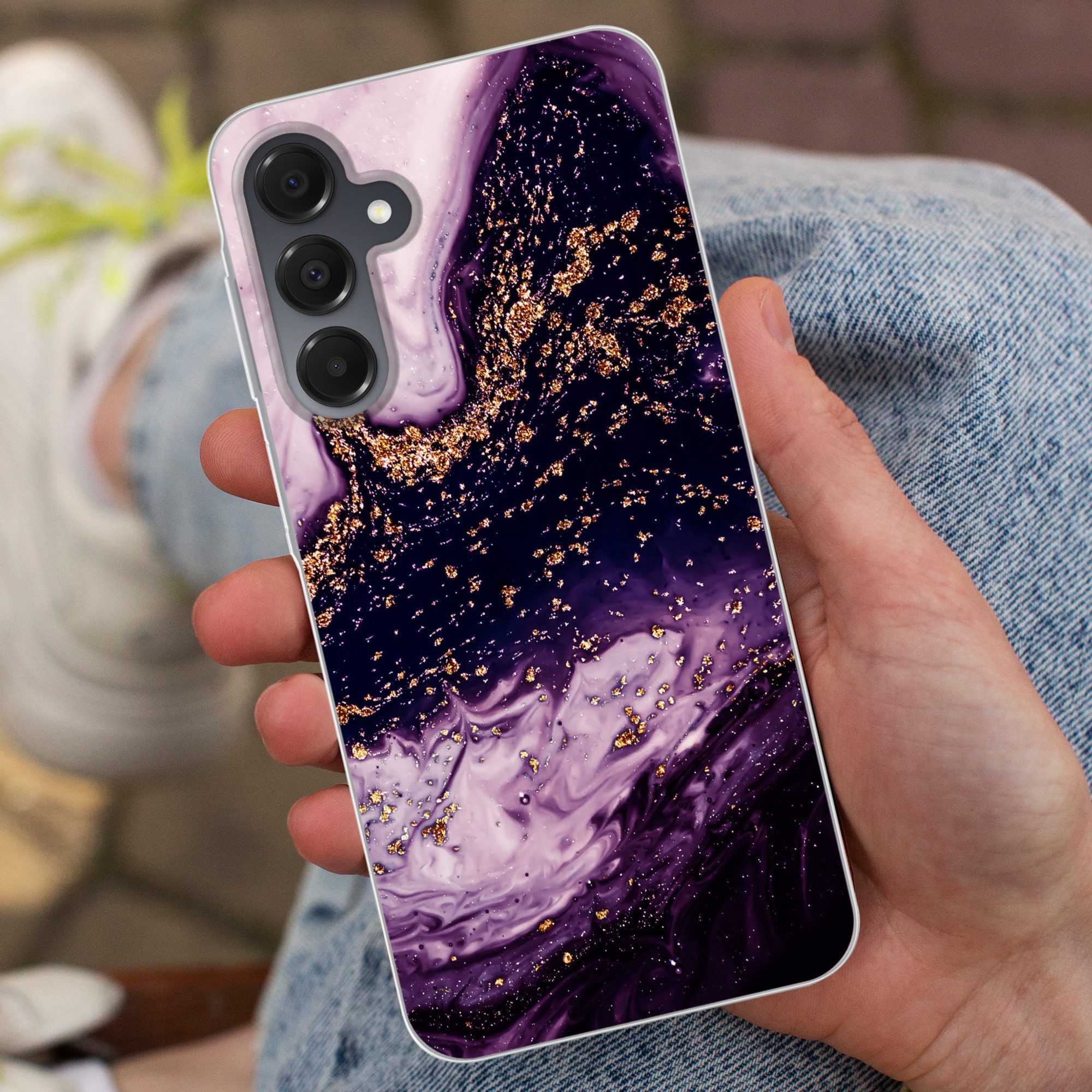 MuchoWow Handyhülle für Samsung Galaxy A16 5G Marmor - Gold - Naturstein, Phone Case, Silikon, Schutzhülle Dünn