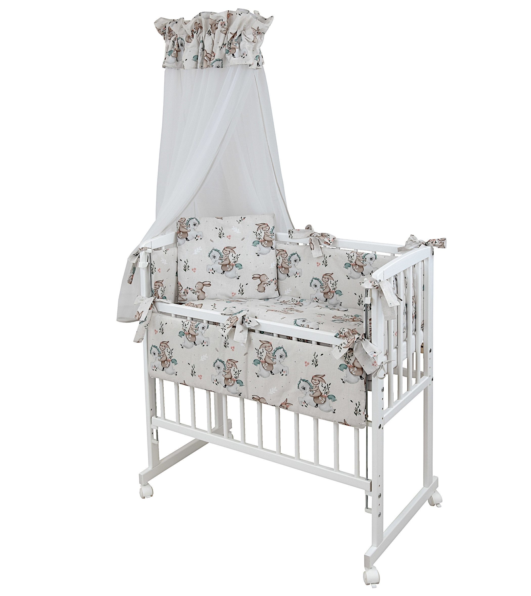 Baby-Delux Beistellbett Babybett Pony, Stillbett 90x40 weiß höhenverstellbar, Matratze inkl. komplett Set