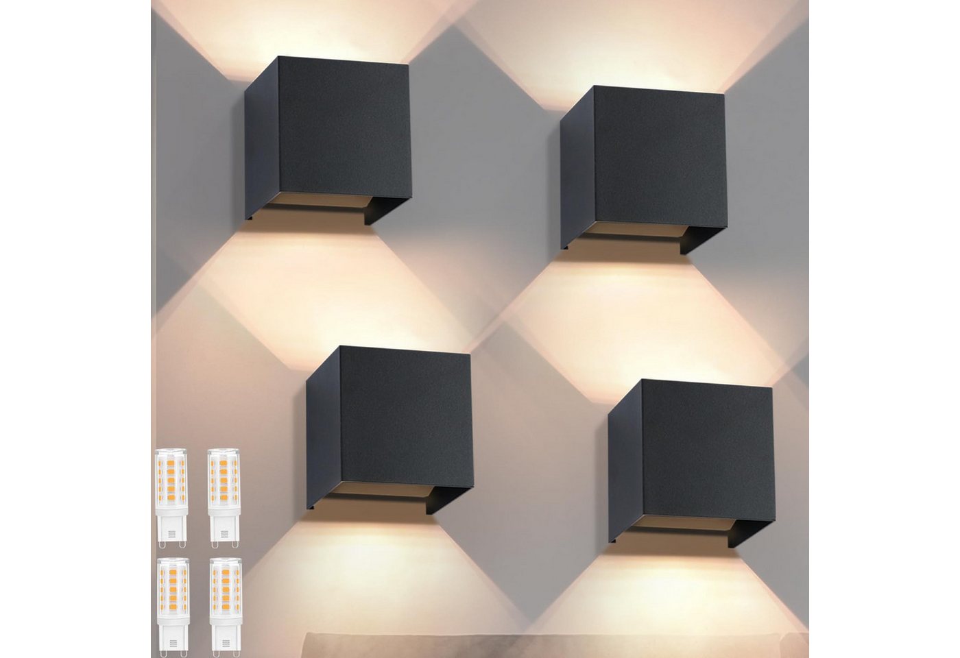 ZMH LED Wandleuchte Innen G9 Außen Up Down Wandlampe Außenwandleuchte Wohnzimmer, Mit Leuchtmittel, 3000K Warmweiß, Einstellbarer Strahl