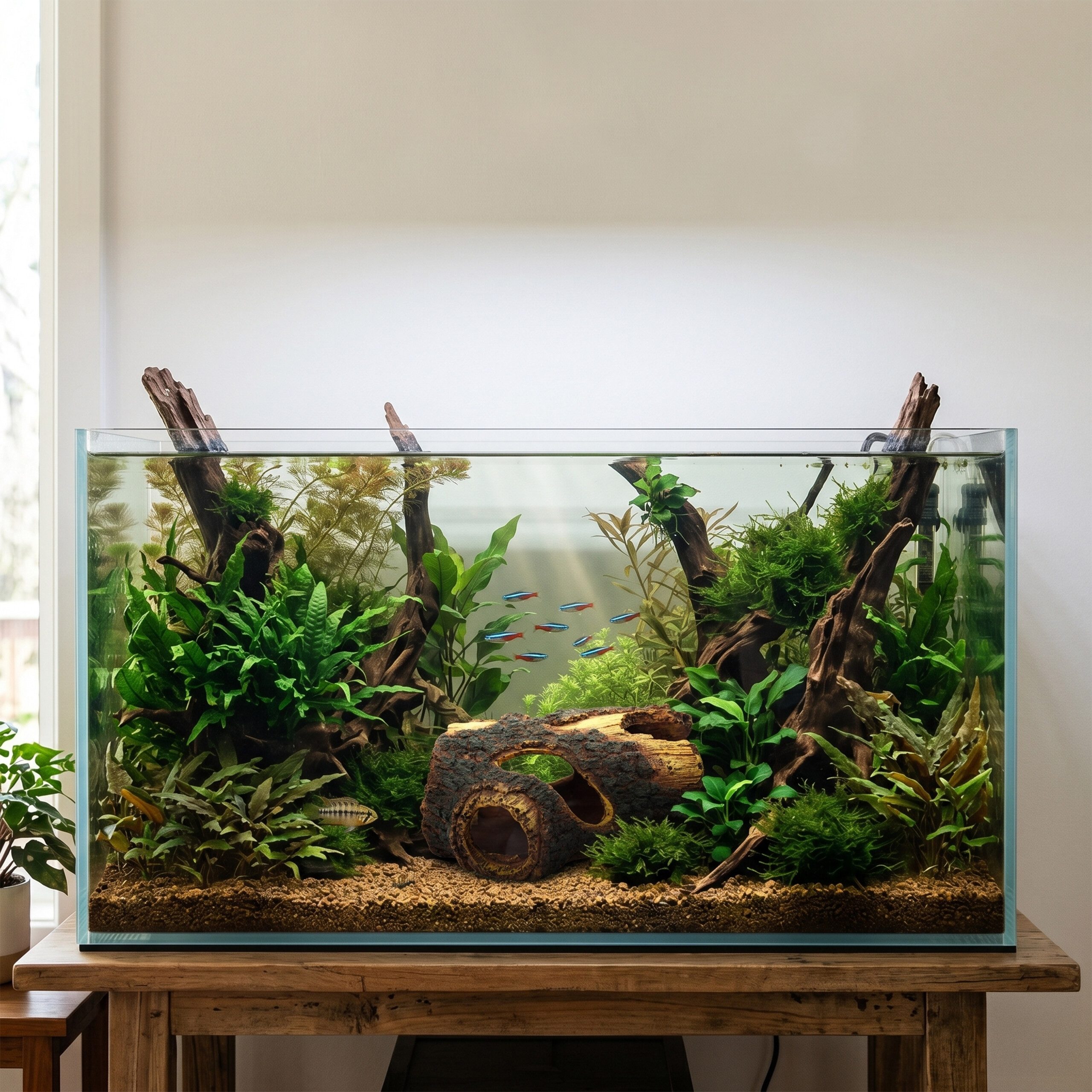 relaxdays Aquariendeko Aquarium Deko Baumstamm