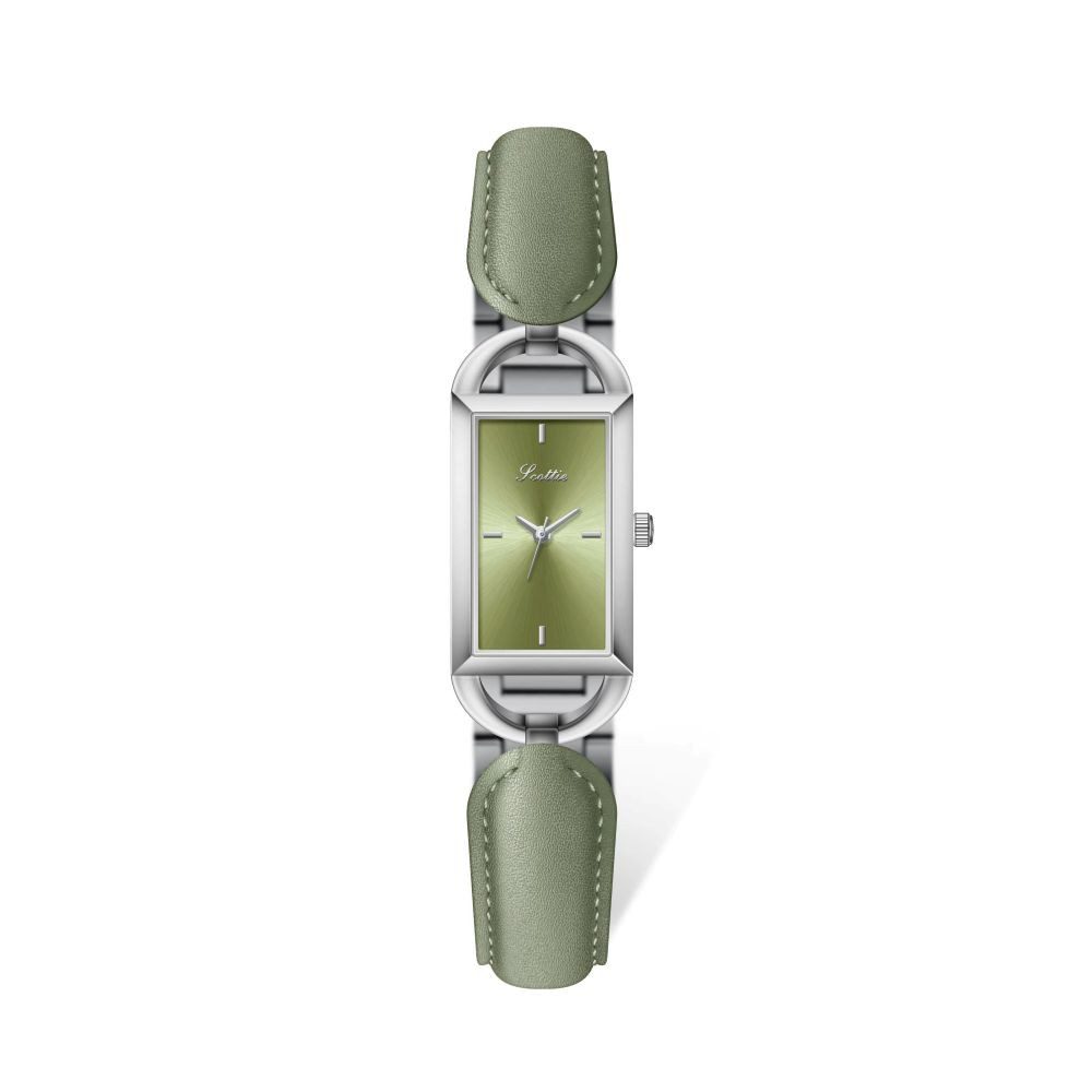 Tidy Quarzuhr Scottie 9724 Damenuhr rechteckig Leder Edelstahl Mineralglas 9724