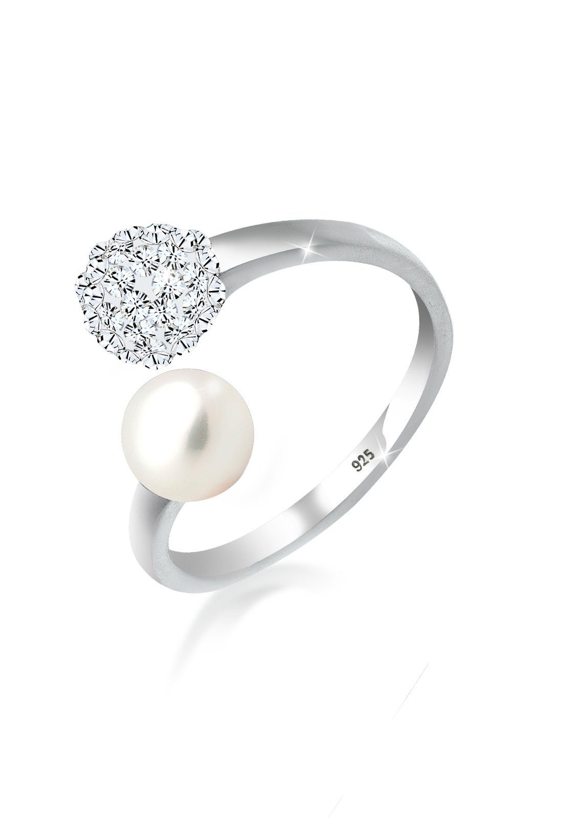 Fingerring Elli Ring Statement Perle Kristalle 925 Silber