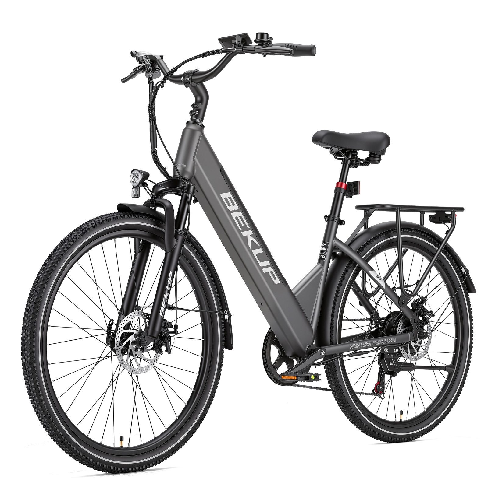 Vankel E-Bike Cityrad 26 Zoll E-Fahrrad Damen u. Herren 522WH, Tiefeinsteiger, 7-Gang, 7 Gang Shimano Shimano Tourney TZ Schaltwerk, Kettenschaltung, Heckmotor, 522 Wh, (Komplettset, E-Bike inklusive Akku und Ladegerät), Entspannt pendeln –Cityrad bis 75 km, Federgabel und Komfortsattel
