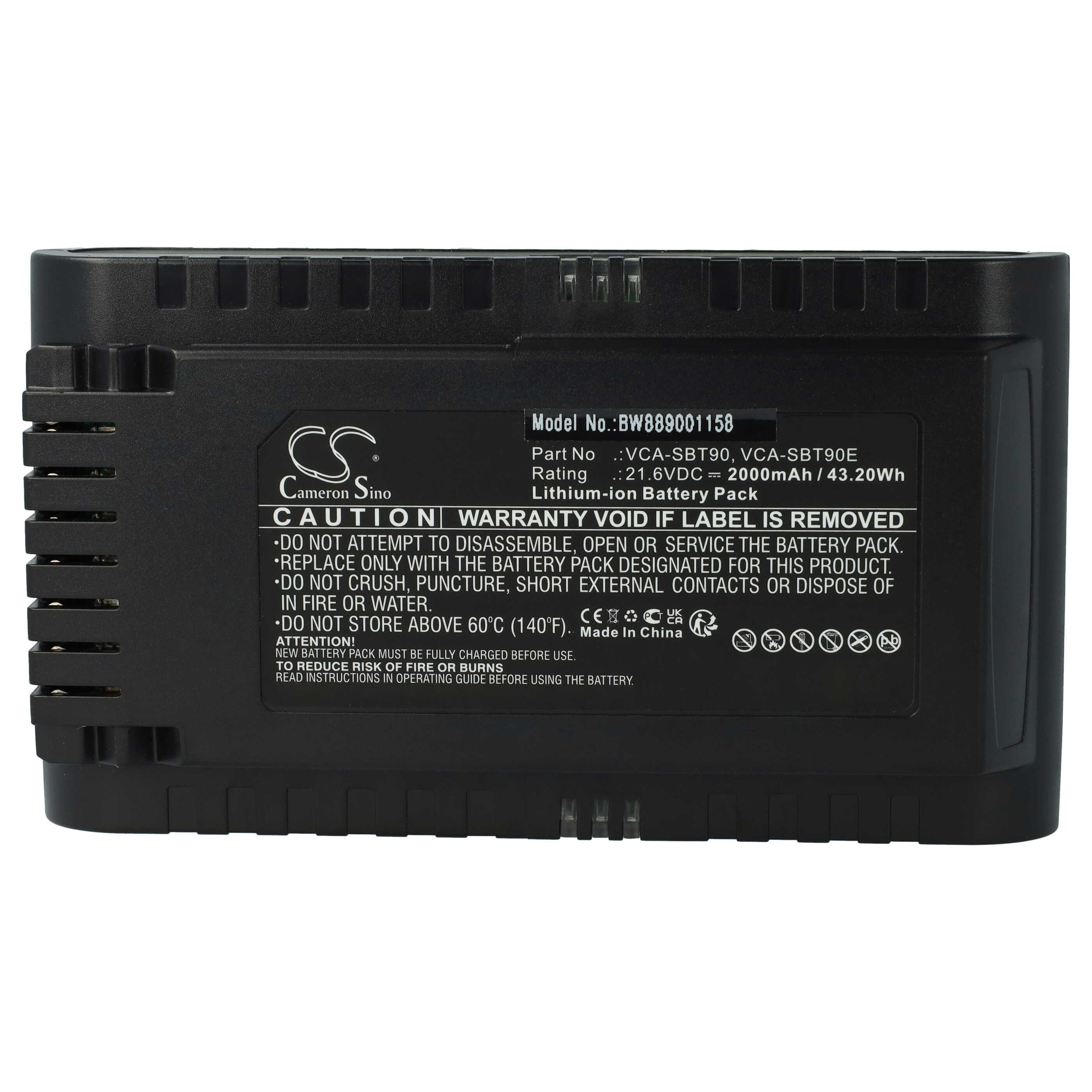 vhbw Akku passend für Samsung Jet 75 Premium VS20T7538T5/SH, 75 Premium, Staubsauger-Akku Akku Li-Ion 2000 mAh (21,6 V, 1 St), Leistungsfähiger Austausch-Akku für Ihren Staubsauger