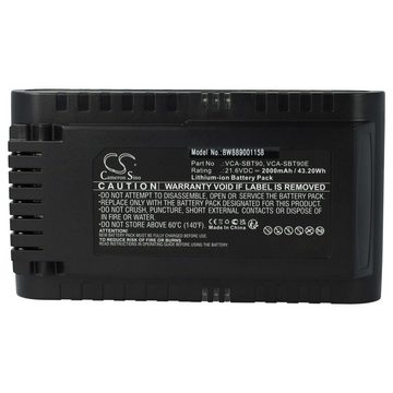 vhbw kompatibel mit Samsung VS20R9049S3/EU, VS20R90G6R3/EG, VS20T7532T1/EU, Staubsauger-Akku Li-Ion 2000 mAh (21,6 V)
