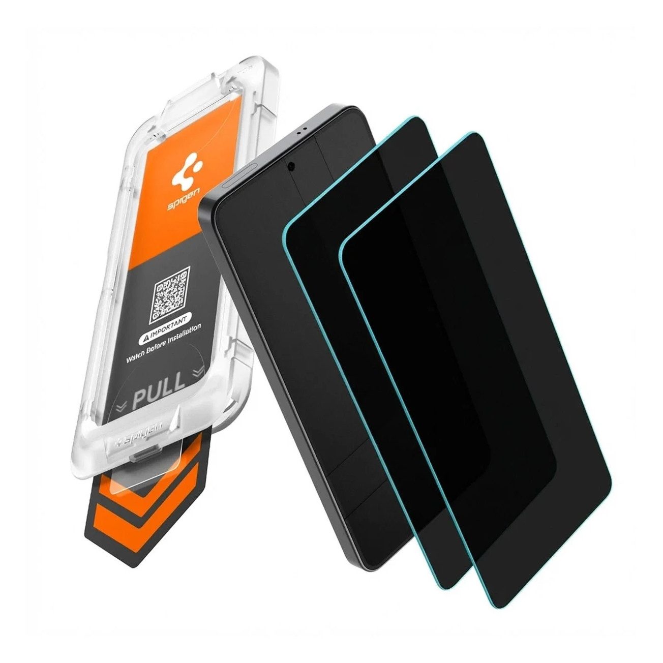 Spigen Displayschutzglas Spigen GLAStR Privacy EZ Fit Displayschutzfolie + Applicator - 2er-Pac, 2 Stück