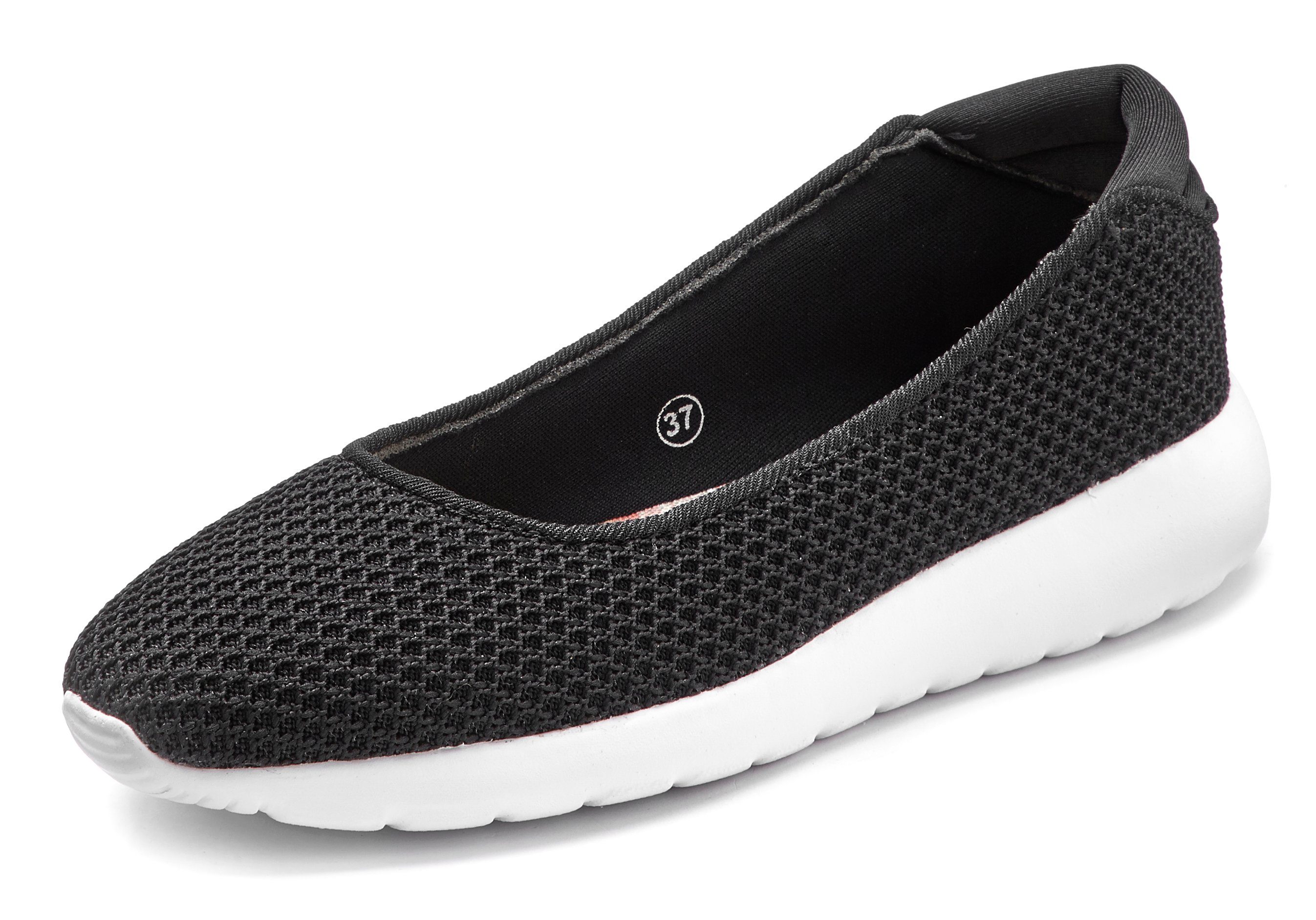 LASCANA Freizeitschuh, Slipper, Halbschuh, Slip-On-Sneaker, Ballerina zum Reinschlüpfen, leichte Mesh-Optik VEGAN
