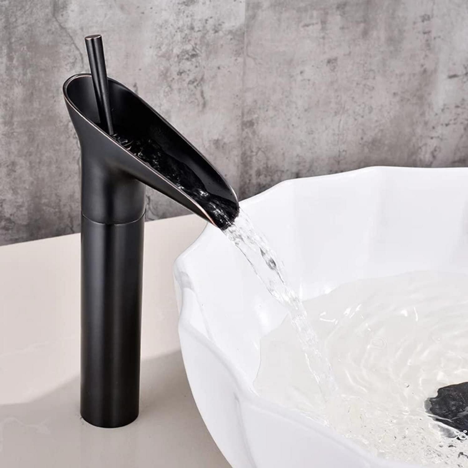 LuxusKollektion Waschtischarmatur Wasserfall Badarmatur Schwarz (1-St)