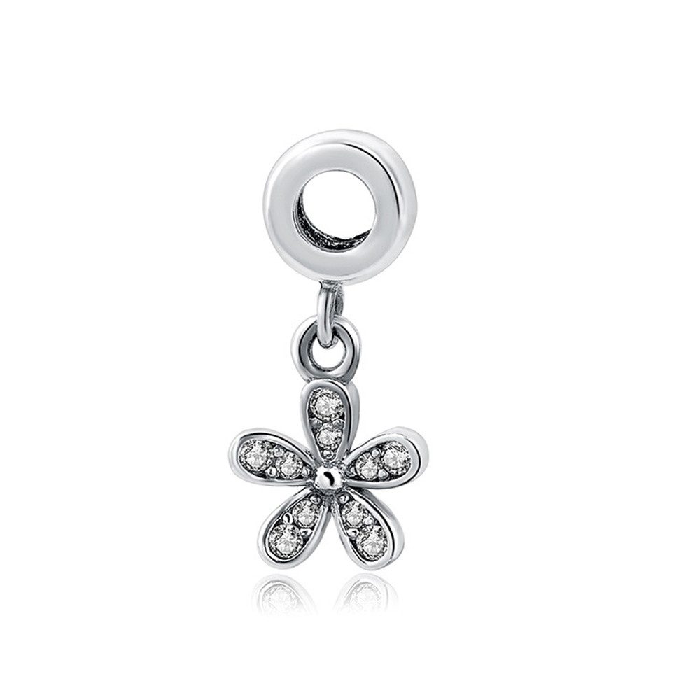 PANDACHARMS Bead Funkelnde Blüte Anhänger für Charm Armband, 925er Silber, Zirkonia