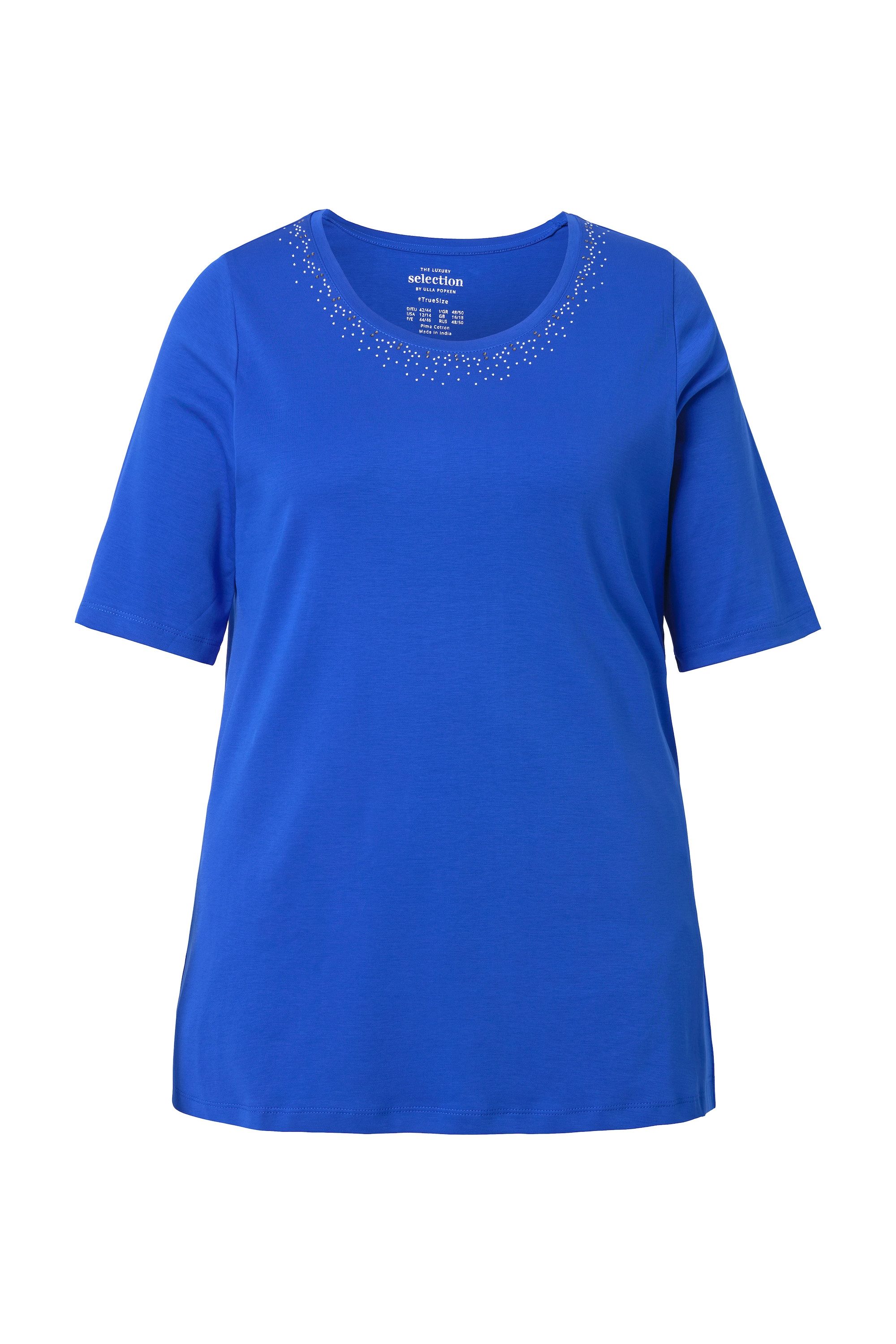 T-Shirt T-Shirt Ziersteine Rundhals Halbarm Pima Cotton