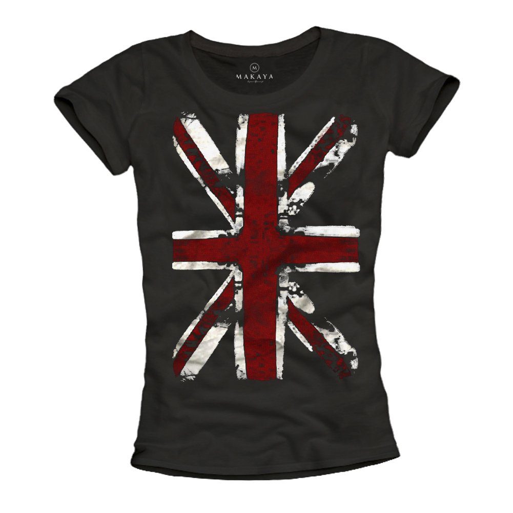 MAKAYA T-Shirt Damen England Fahne UK Flagge Trikot Frauen Top Union Jack