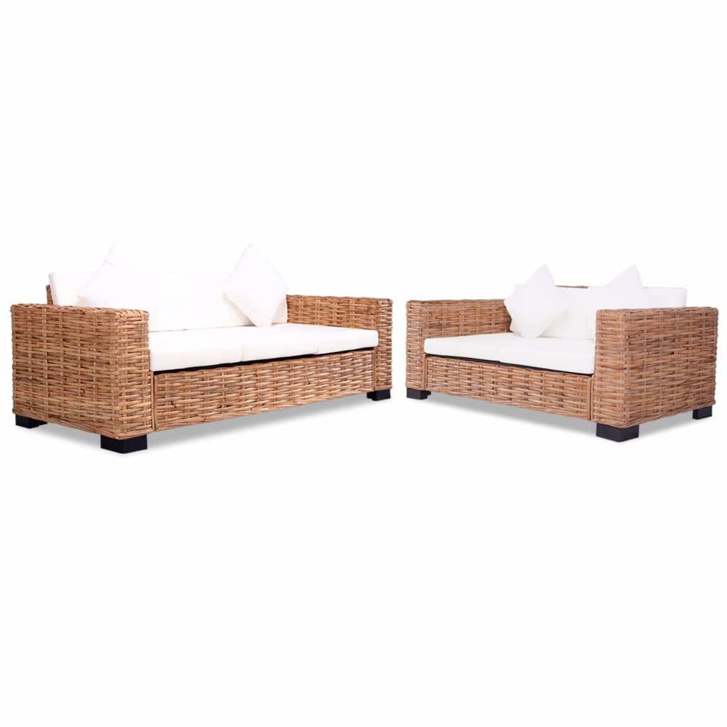 Sofa-set 15-tlg. Natürliches Rattan günstig online kaufen