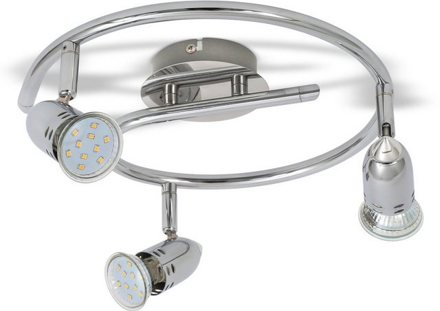 B.K.Licht LED Deckenleuchte, LED Design Deckenlampe Deckenspots Strahler inkl. 3W 250lm GU10 modern chrom-Otto