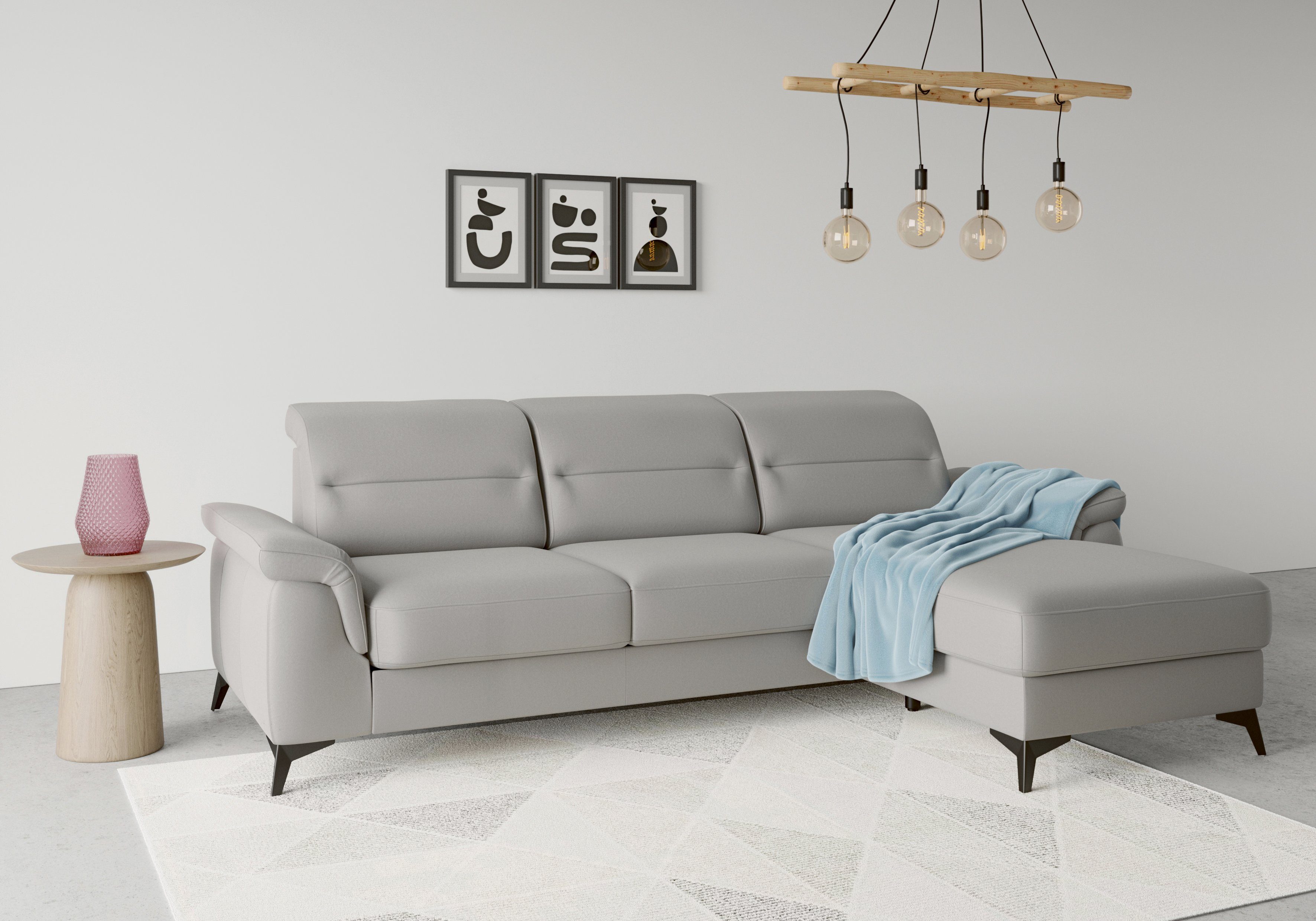 sit&more Ecksofa Sinatra, mit und Recamiere, Kopfteilverstellung Armteilfunktion mit optional