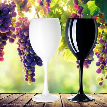 PLATINUX Weinglas Schwarze & Weiße Weingläser, Glas, Wasserglas 6 Teilig 130ml (max. 320ml) Getränkeglas Weißweingläser