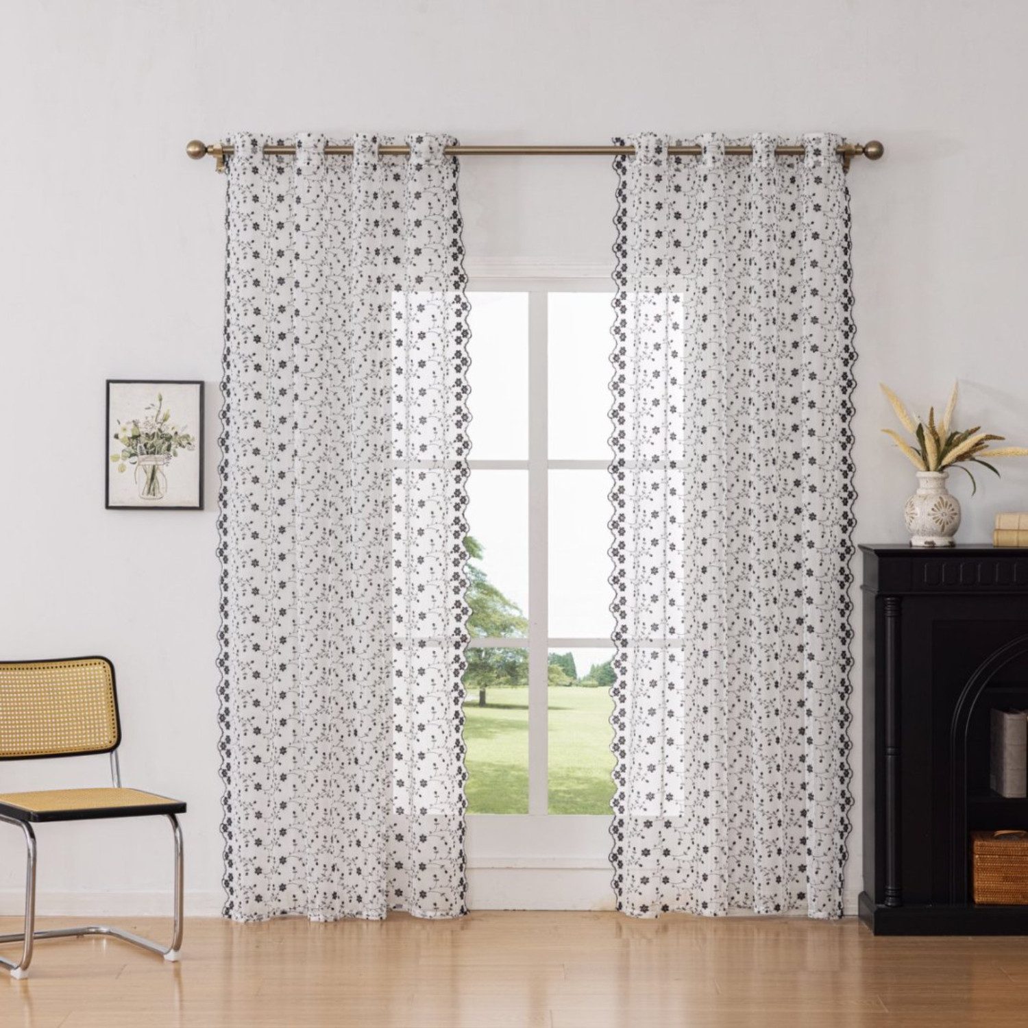 BYSURE Gardine, Ösen (2 St), Bestickte günstig online kaufen