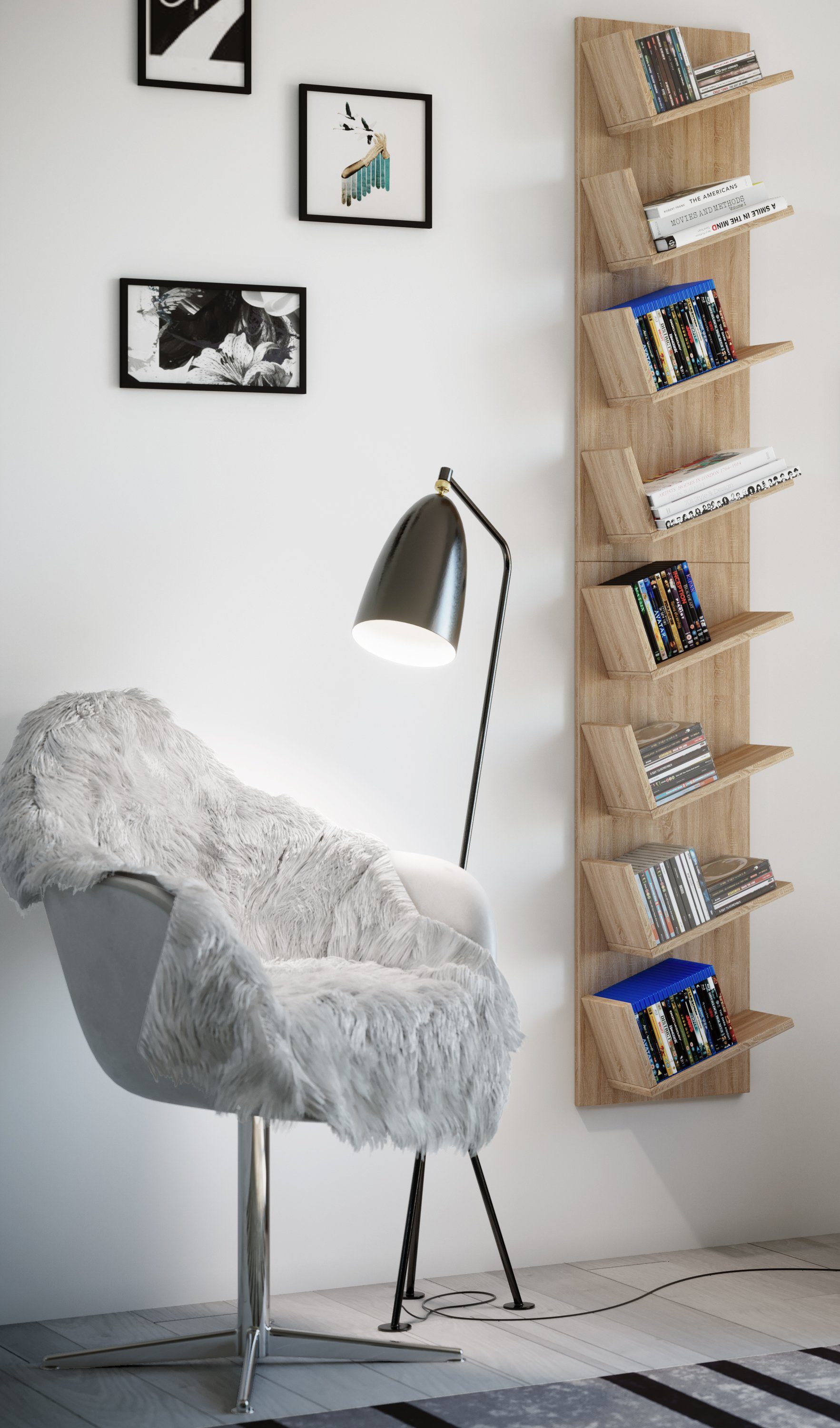 VCM Wandregal Hängeregal Lansi H. 180 x B. 33 x T. 16 cm, Holzregal hängend, Wandboard
