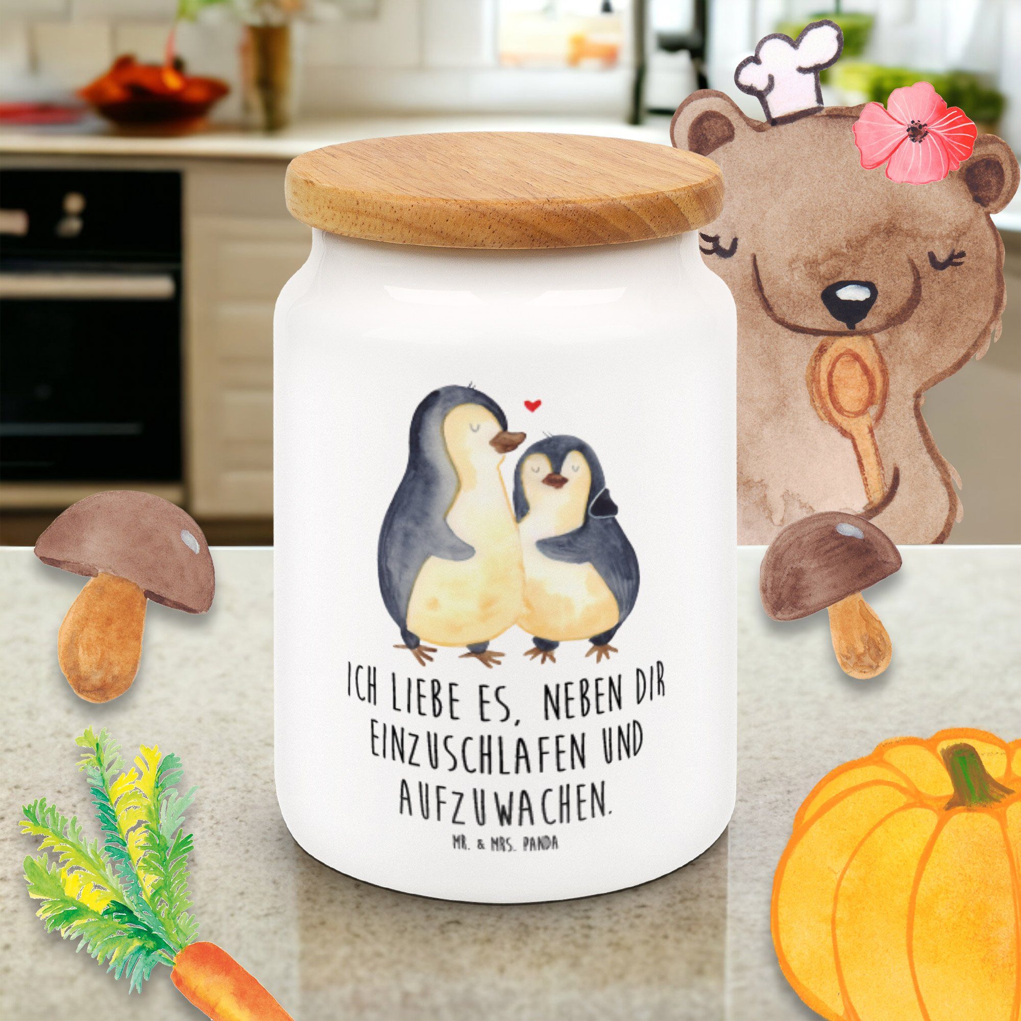 Keramik, Mr. (1-tlg) Dose, Geschenk, & Vorratsdose Pinguine - Weiß Keksdose, Keramikdose, Einschlafen Panda Mrs. -