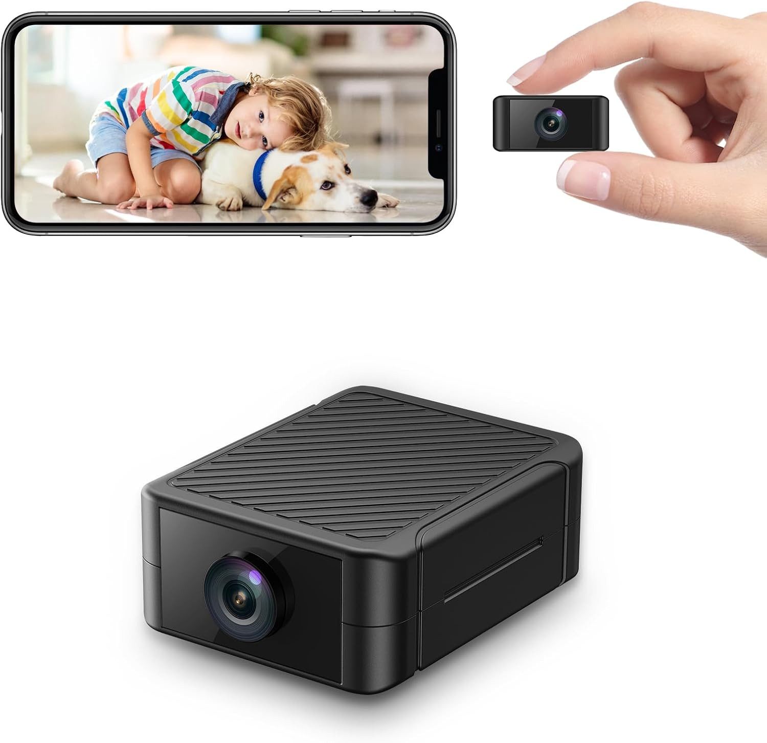 SpionProfi Überwachungskamera 4K HD Wlan Mini Kamera Video Überwachungskamera Live IP Cam (1-tlg., Wlan Wifi IP Mini Überwachungskamera Kamera mit Nachtsicht)