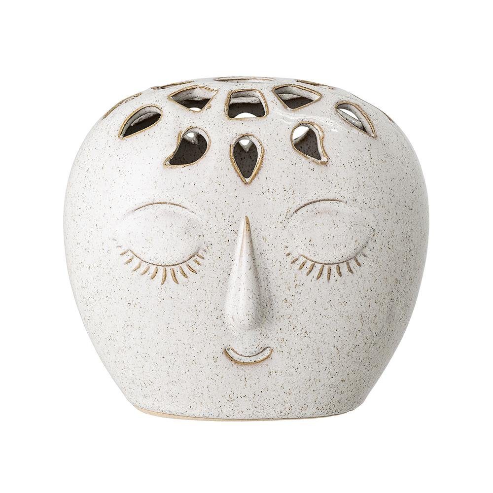 Bloomingville Dekovase Elissa Vase mit Gesicht, aus Steingut, Blumenvase, Rundvase, dänisches Design, Weiß