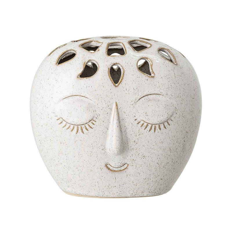 Bloomingville Dekovase »Elissa Vase mit Gesicht«, aus Steingut, Blumenvase, Rundvase, dänisches Design, Weiß