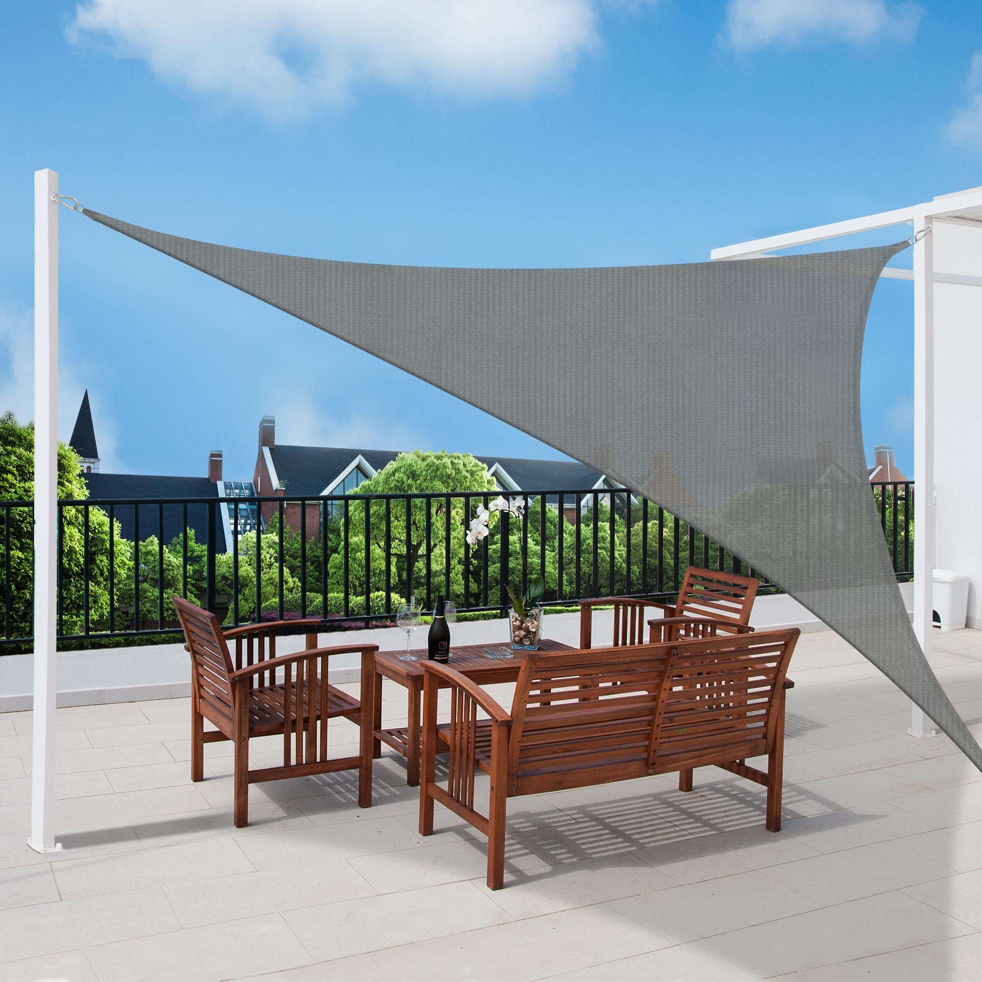 Sol Royal Sonnensegel Sonnensegel dreieckig 3x3x3m SolVision HS9, Creme, Wasserdurchlässig HDPE Atmungsaktiver Terrasse UV Sonnenschutz – Bild 5 von 5