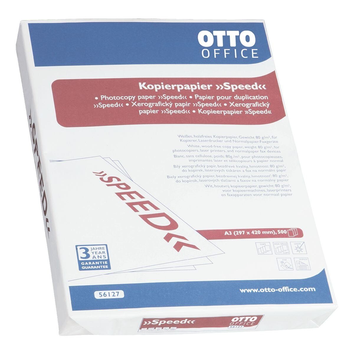 g/m², 150 80 Format Office Otto Druckerpapier CIE, Blatt DIN 500 SPEED, Office A3,
