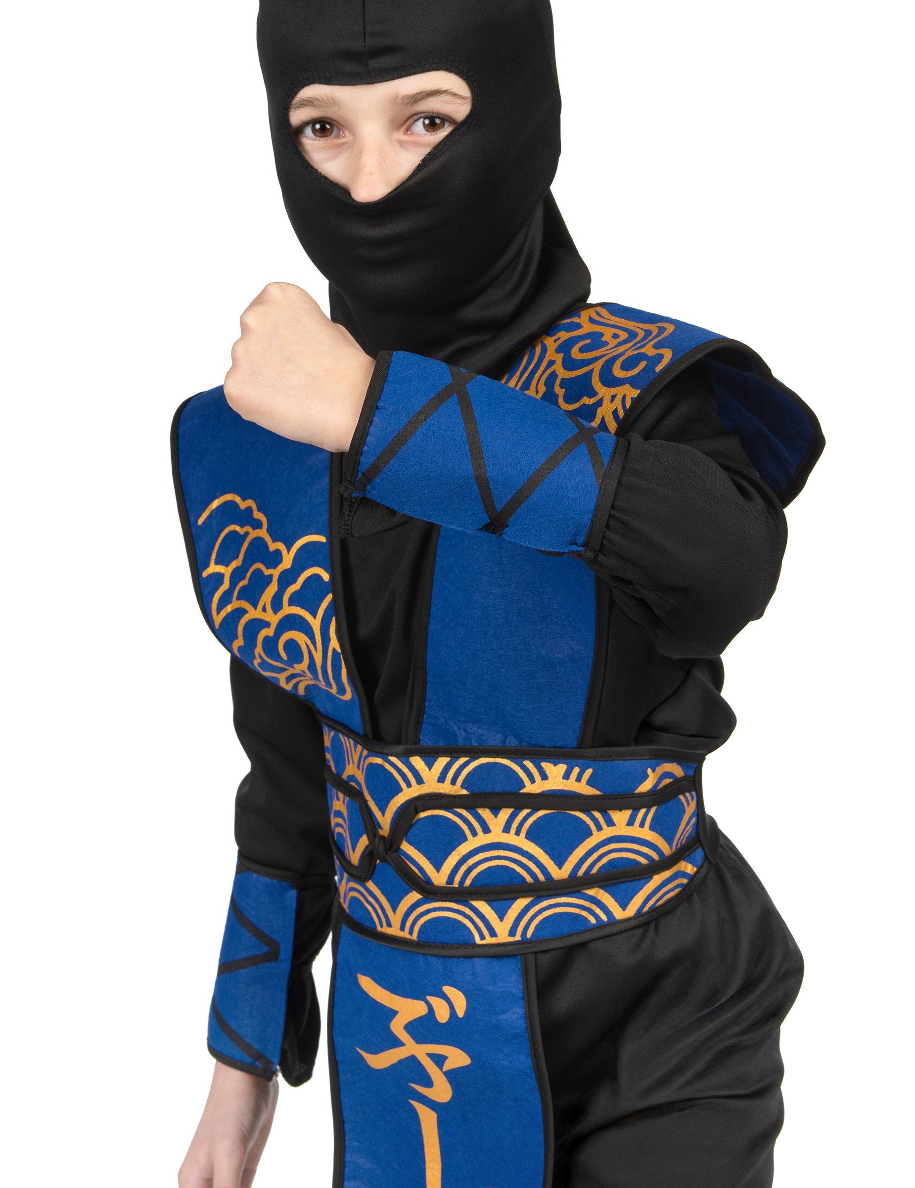 JADEO Kostüm Gefährlicher Ninja Kinderkostüm Krieger schwarz-blau