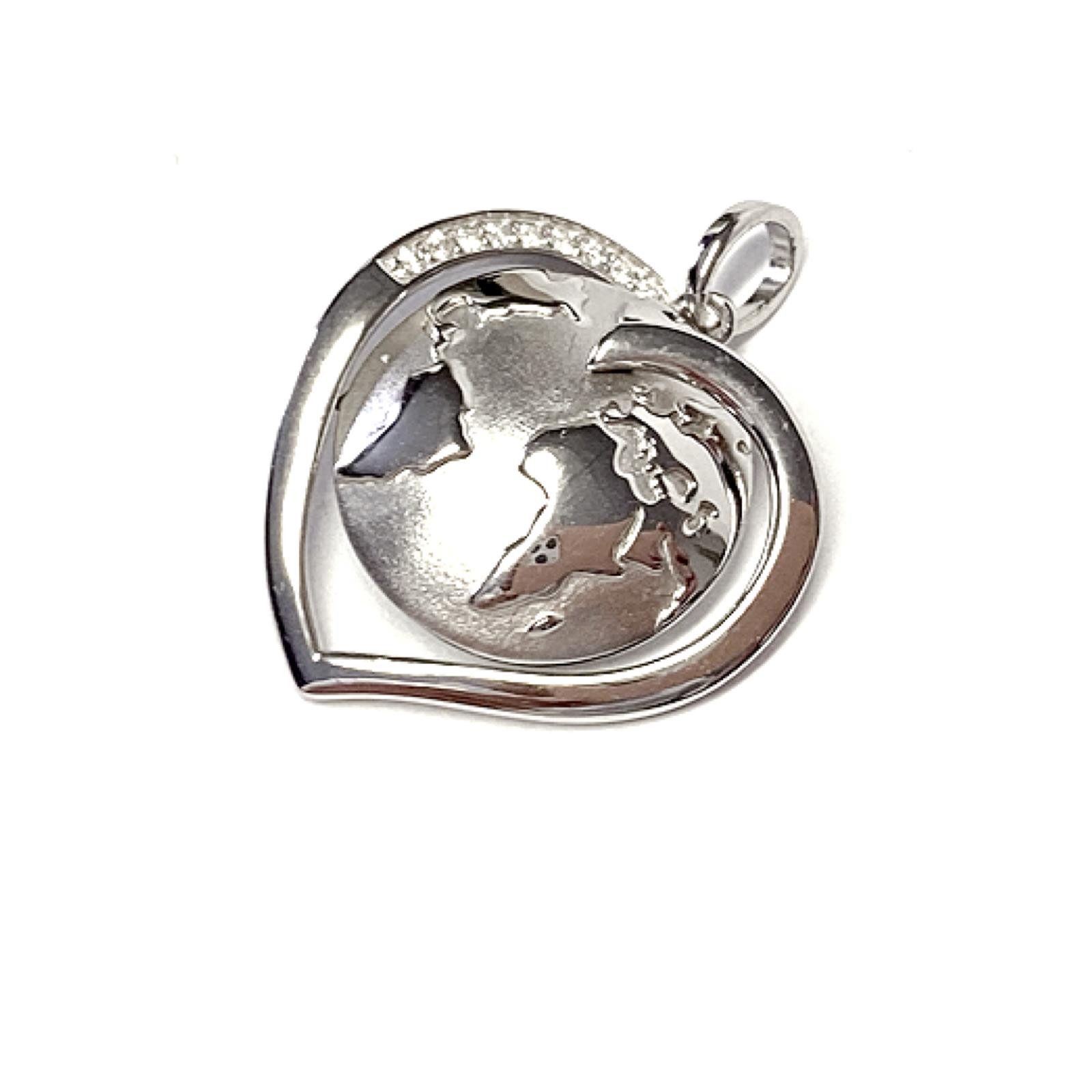 Kettenanhänger edler Welt Anhänger integriertem Herz 925 Sterling Silber rhod