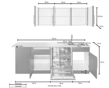 wiho Küchen Winkelküche Cali, mit E-Geräten, Stellbreite 210 x 220 cm