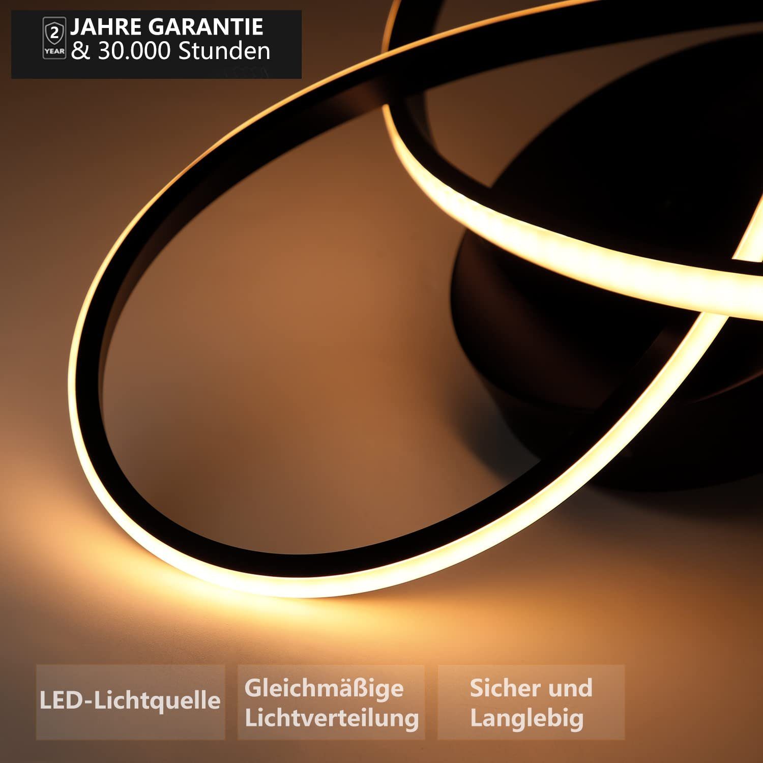 Nettlife LED Deckenleuchte Flurlampe Modern Küchenlampe Schwarz Weiß 3000K Wohnzimmer, Flimmfrei Blendfrei, LED fest integriert, Kaltweiß, Neutralweiß, Warmweiß – Bild 4 von 5
