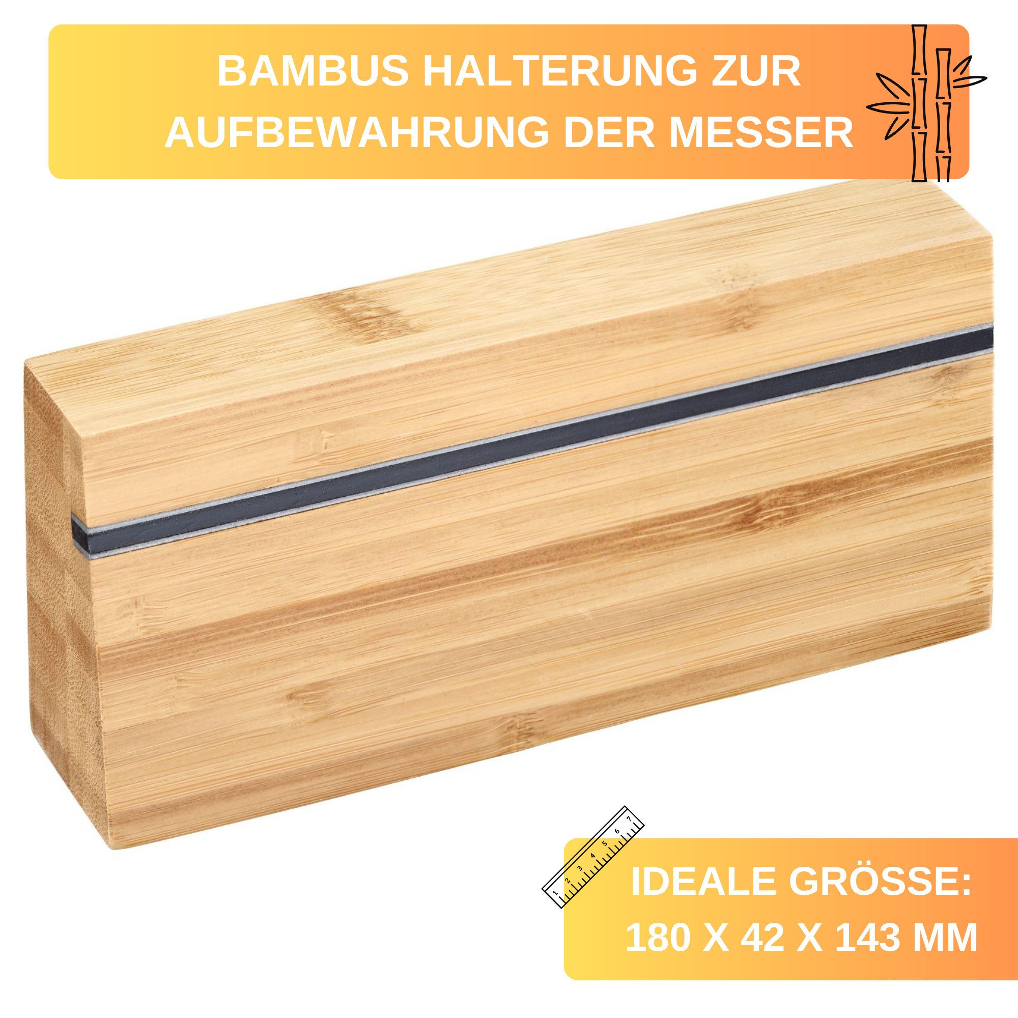 Thiru Käsemesser 5-teiliges Set inkl. dekorativer Bambus Halterung, 5-tlg. Set, Holzgriff, Edelstahl Klingen, Bambus Halterung – Bild 3 von 5