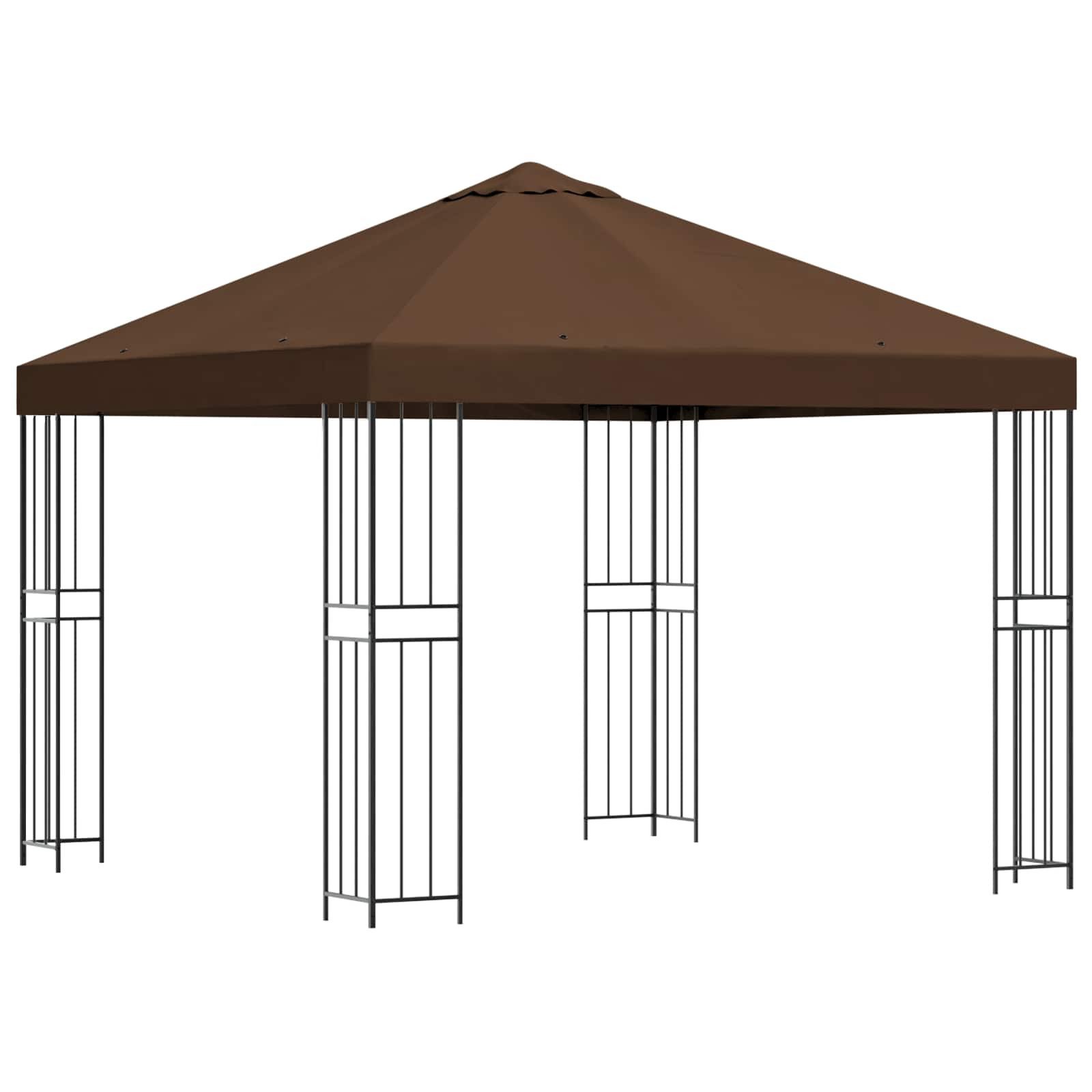vidaXL Partyzelt Pavillon 3 x 3 m Braun Polyester und Stahl 190 gsm