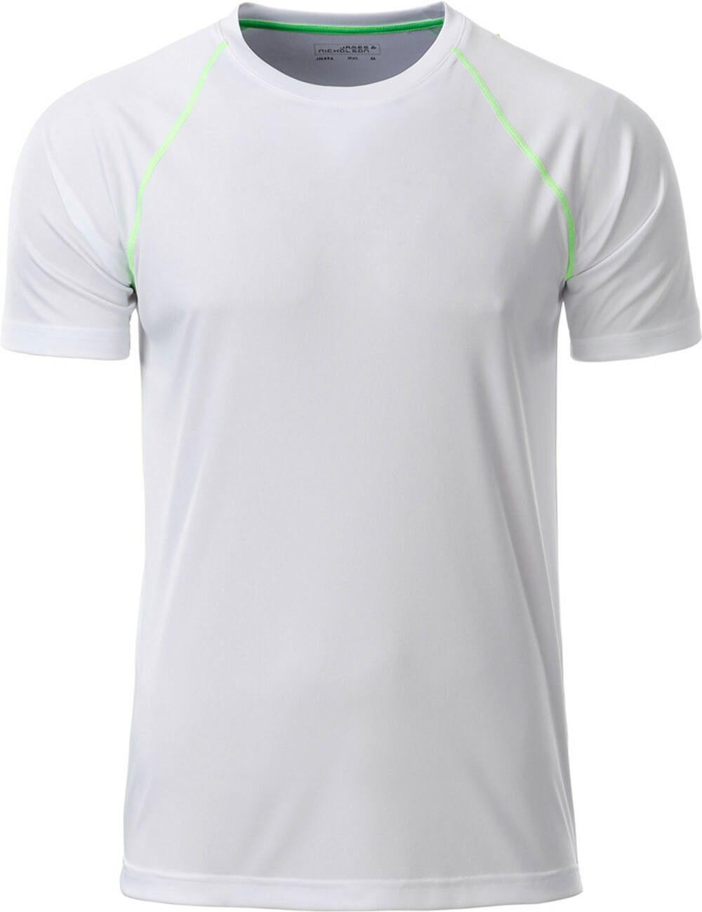 James & Nicholson Funktionsshirt James & Nicholson JN 496 Herren Funktions-Shirt schnell trocknend white/bright green