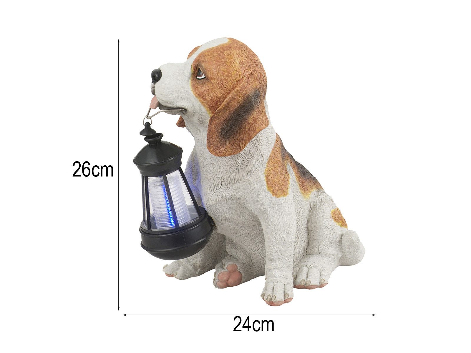 GLOBO LIGHTING LED Solarleuchte 2er Set Hundelampen Braun-Weiß Höhe 26cm, LED fest integriert, Ausgefallene Tierlampe Beagle Solarbeleuchtung für den Garten & Balkon