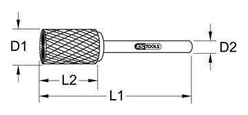 KS Tools Frässtift, HM Zylinder Form A mit Stirnverzahnung, 3 mm