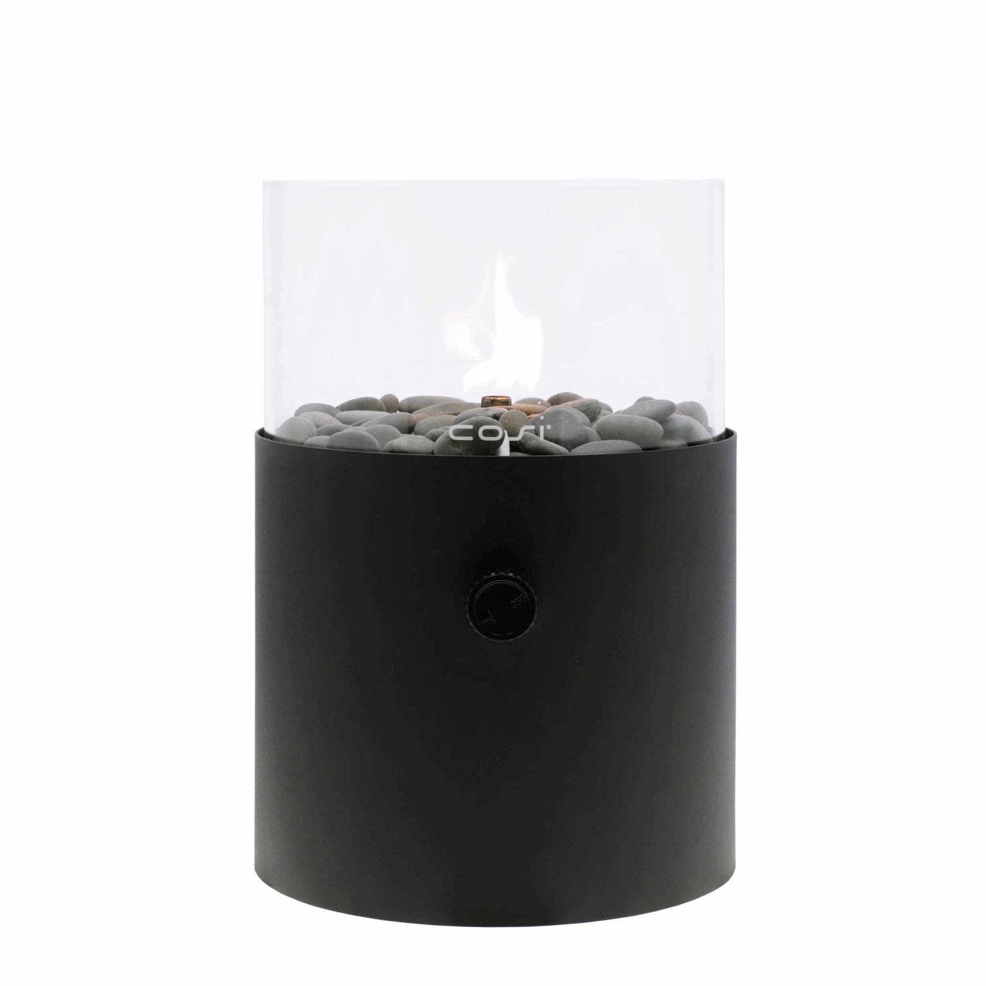 COSI Feuerstelle Cosiscoop XL Schwarz, (1-St), Gaslaterne Outdoor Terrassenfeuer Laterne Windlicht Feuerkorb Gartenlaterne