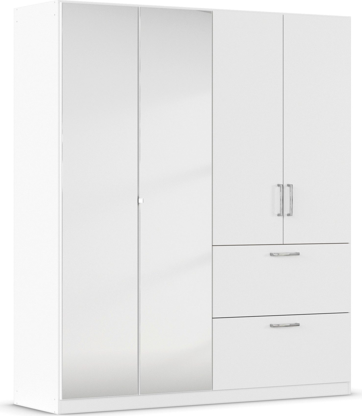rauch Drehtürenschrank Kleiderschrank Schrank Garderobe Schlafzimmerschrank PADUA voll aufgelegte Spiegeltüren, zwei große Schubladen MADE IN GERMANY