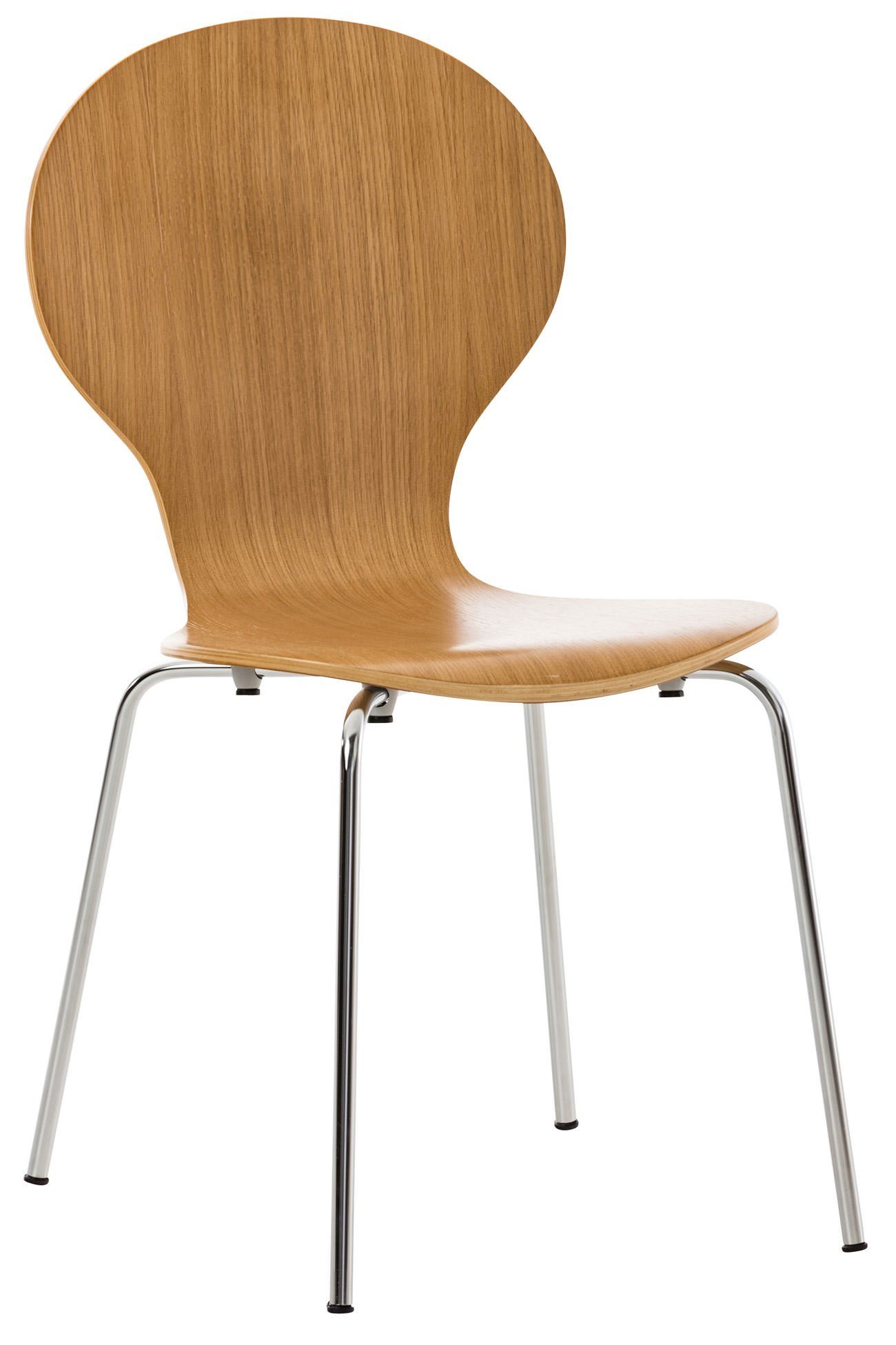 TPFLiving Besucherstuhl Daggy mit ergonomisch geformter Sitzfläche - Konferenzstuhl (Besprechungsstuhl - Warteraumstuhl - Messestuhl), Gestell: Metall chrom - Sitzfläche: Holz eiche