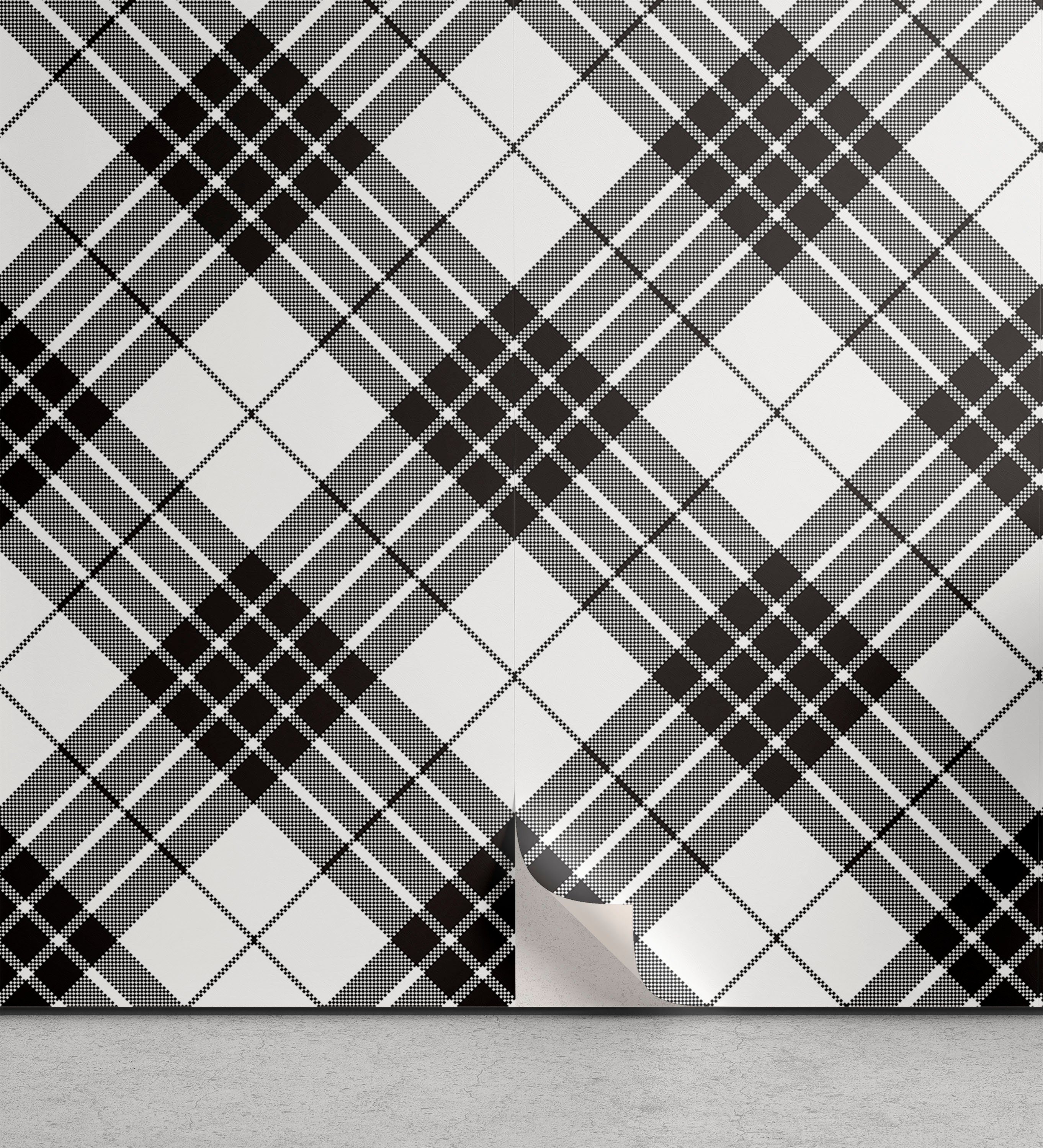 Abakuhaus Vinyltapete selbstklebendes Wohnzimmer Küchenakzent, Schottenkaro Checkered Streifen-Klassiker