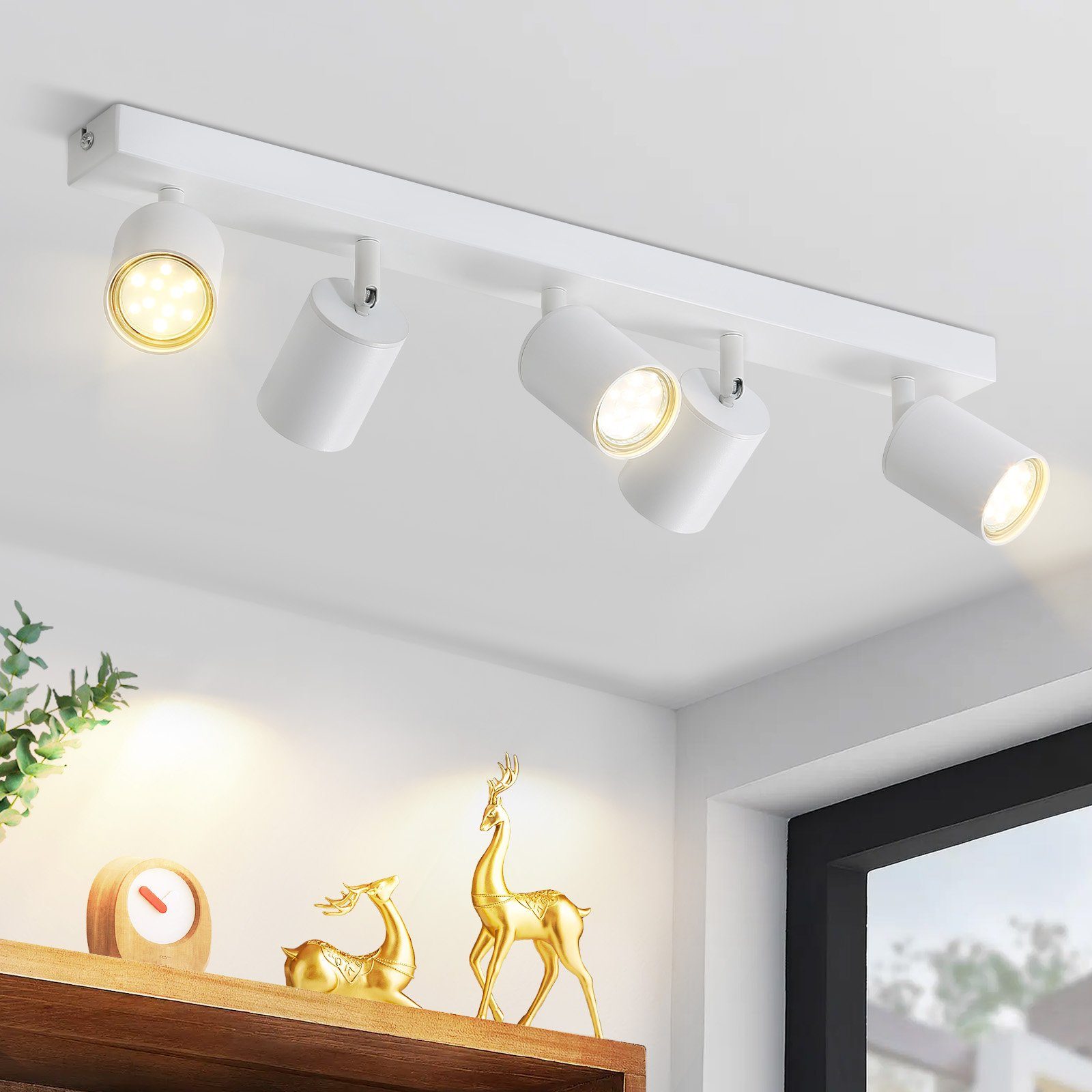 Nettlife LED Deckenstrahler Weiß mit 1/5/6 Flammig Deckenlampe Deckenleuchte Deckenspots GU10, Schwenbar 330°, ohne Leuchtmittel, für Wohnzimmer Schlafzimmer Küche Flur
