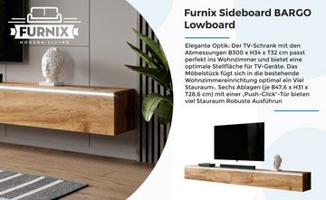 Furnix Sideboard BARGO Lowboard hängend TV-Board B300 x H34 x T32 cm (3x100cm) ohne LED, geräumig mit 6 Fächern