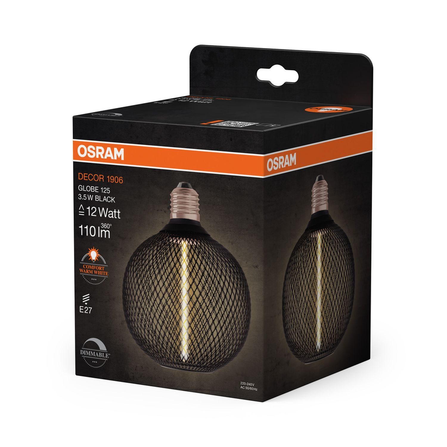 Licht-Erlebnisse LED-Leuchtmittel LAMP, E27, Warmweiß, E27 Schwarz Ø 12.5 cm 1800 K 110 lm ultra-warmweiß dimmbar Deko Lampe