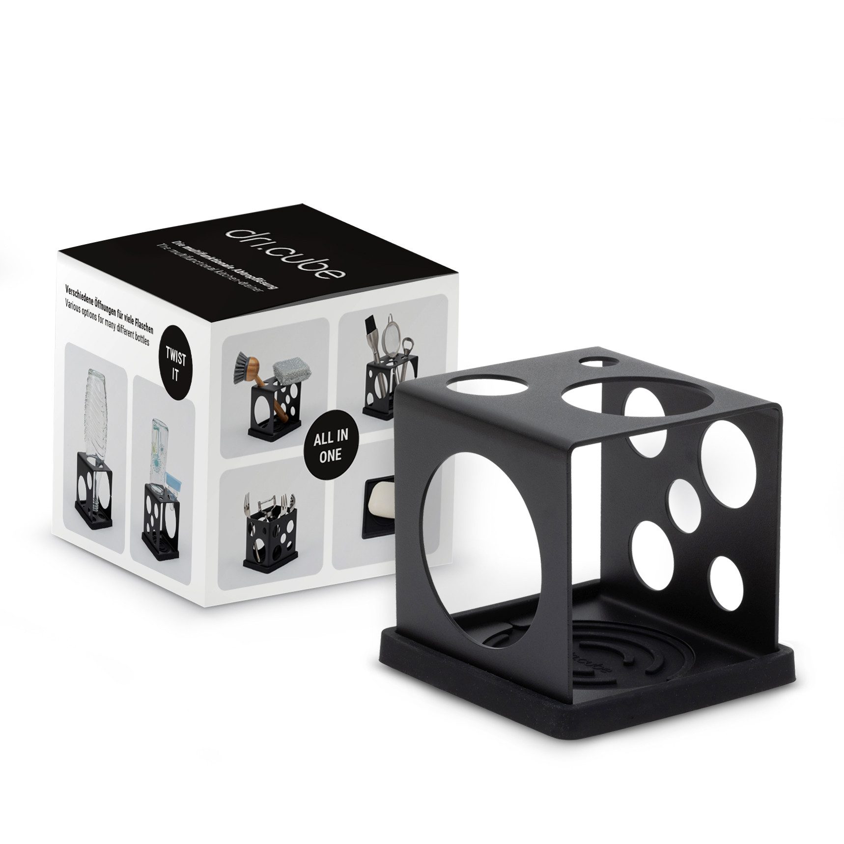 Sanni Shoo Flaschenhalter dri.cube Flaschenhalter inkl. Abtropfmatte, Babyflaschenhalter, (Würfel mit Abtropfmatte), 3 verschiedene Flaschenauslässe, Organizer und Abtropf-Vorrichtung